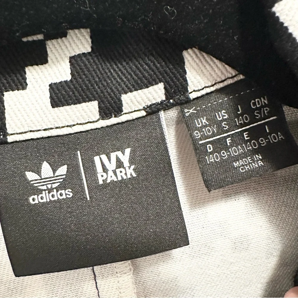 Adidas Ivy Park Beyoncé Halls of Ivy Kids Denim Houndstooth Jumpsuit S 10 Girl